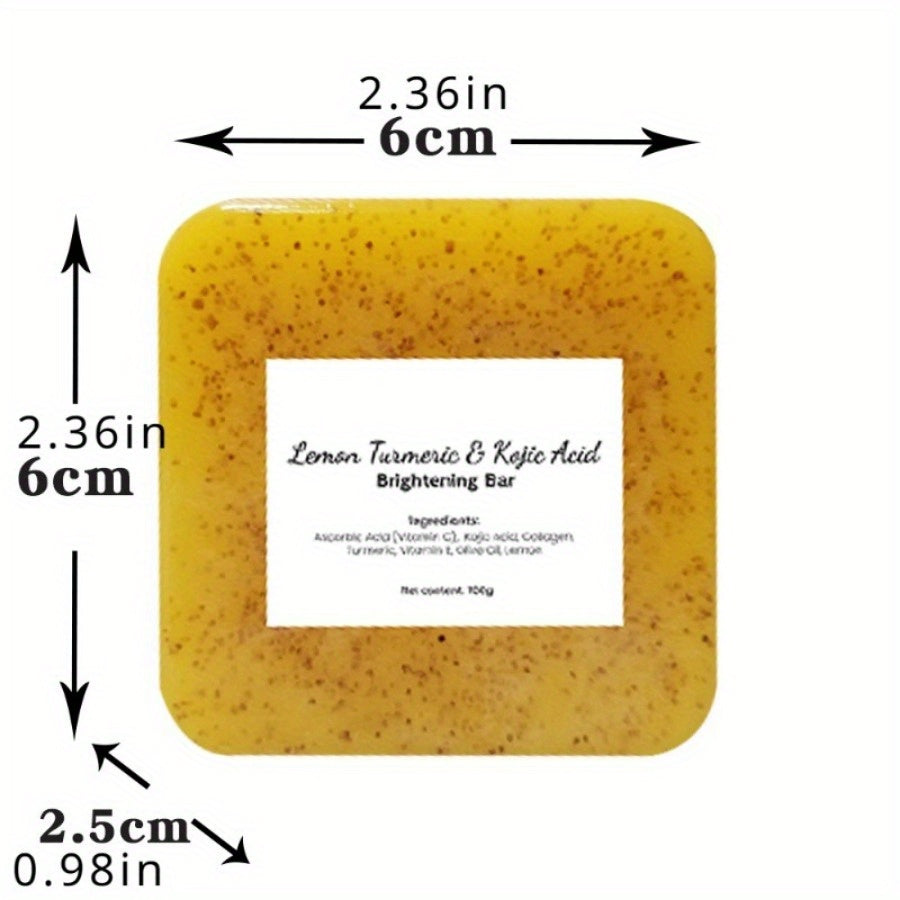 Lemon Turmeric & Kojic Acid Brightening Bar Soap 3.53oz - Paraben-Free Handcrafted Cold Process Soap for All Skin Types - Natural Ingredients for Face and Body Wash